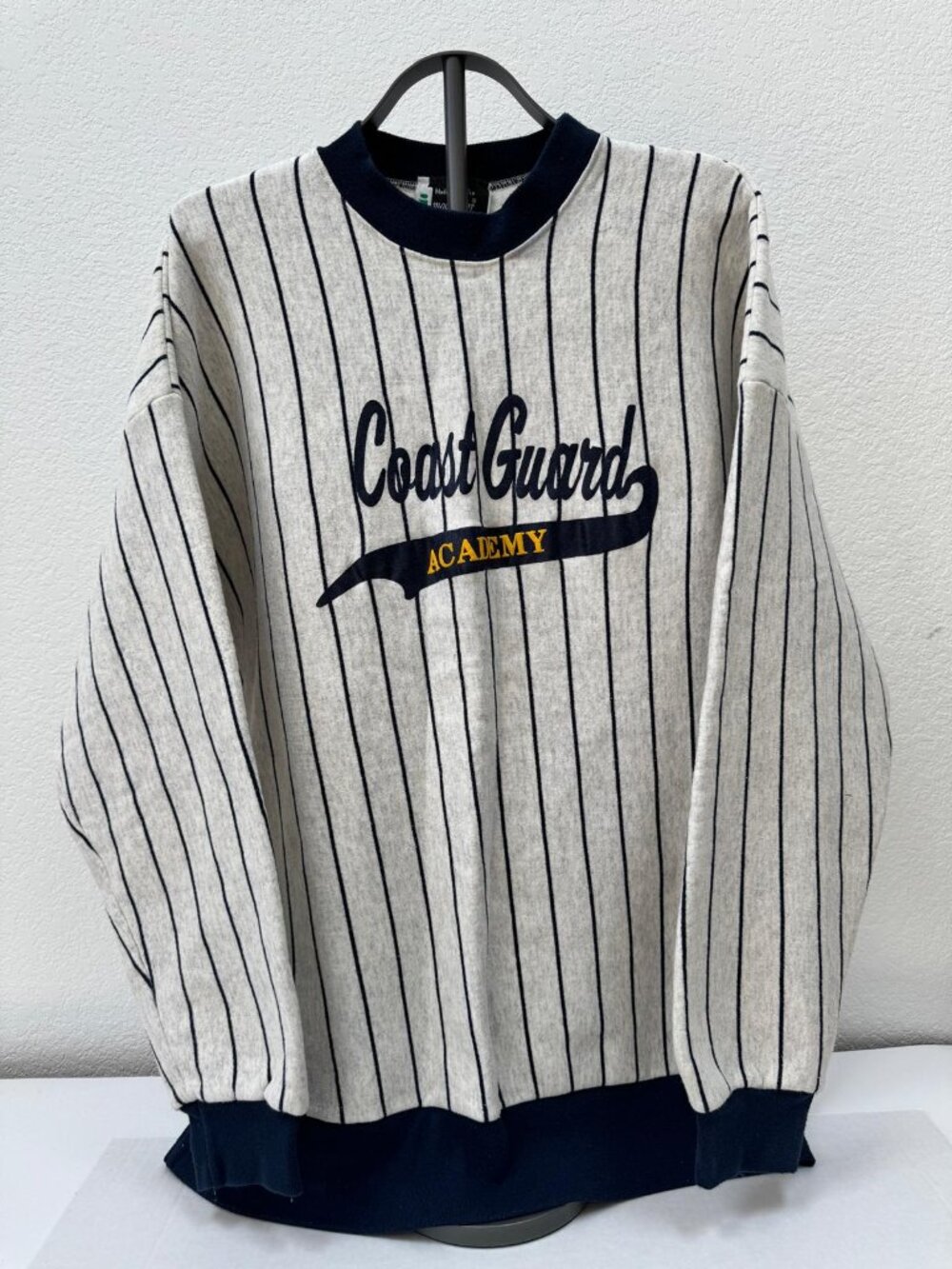 Vintage Coast Guard Academy USA Made Pinstripe Crewneck Sweatshirt